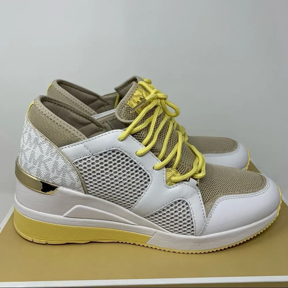 Michael Kors White and Gold Women's Sneakers - Picture 4 of 12